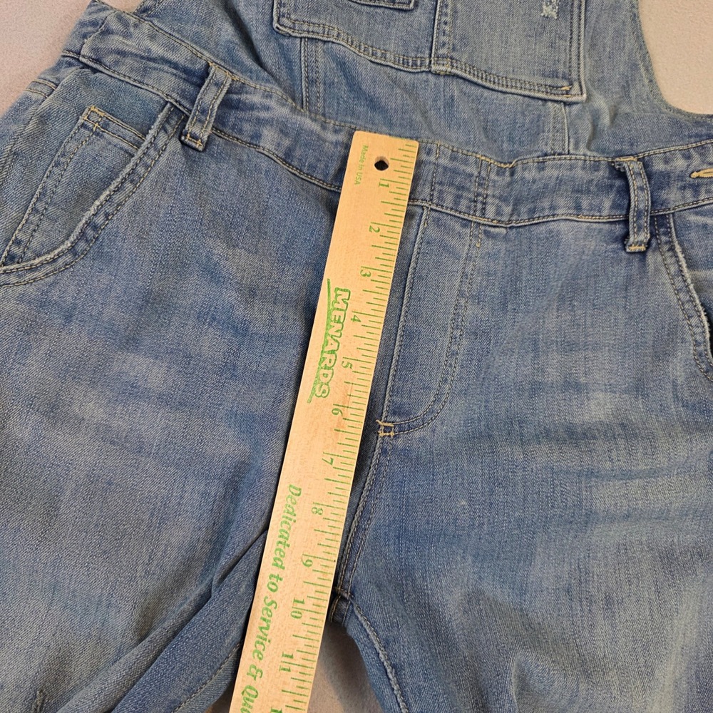 Free People Denim Overalls 28 Stretch Cross Back Adjustable Straps Straight Leg - Picture 10 of 11